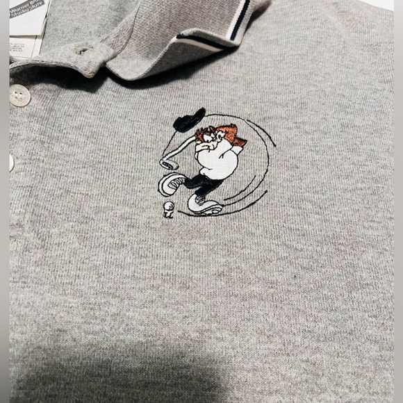 Vintage Warner Bro Studio Store Tasmania Devil Golfing Embroidered Polo Shirt XL - Picture 2 of 5